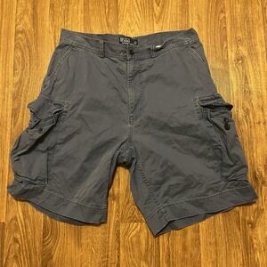 Vintage Ralph Lauren Polo Shorts Men 36 Blue Cargo‎ Baggy Loose Canvas Chino